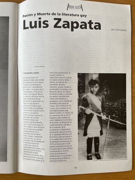 Pasión y muerte en la literatura gay Luis Zpata